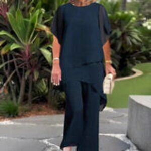 Herlene | Chic Irregular Top and Pants Set × 1   Size 2XL
